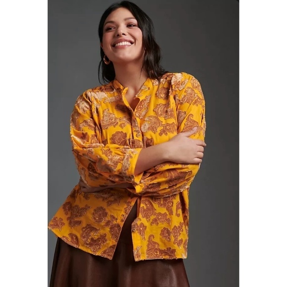 Pilcro Velvet Blouse Top Floral Embroidered Applique Casual Boho Peasant XS NWT - Picture 1 of 15